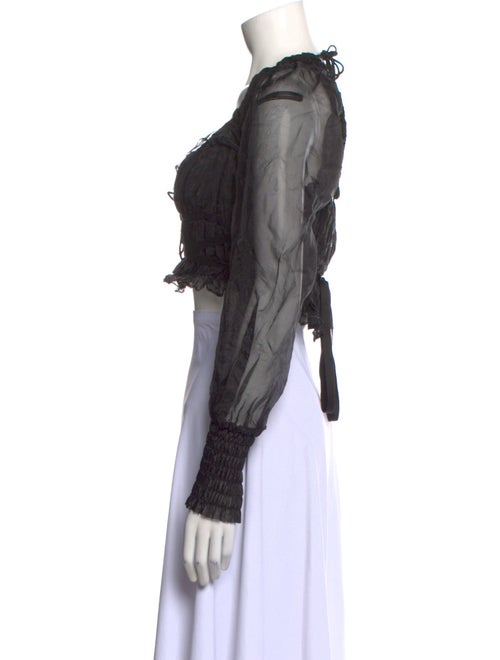 For Love & Lemons V-Neck Long Sleeve Crop Top