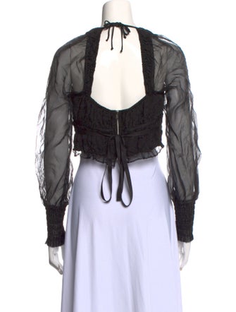 For Love & Lemons V-Neck Long Sleeve Crop Top