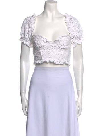 For Love & Lemons Tops Square Neckline Short Sleeve Crop Top S