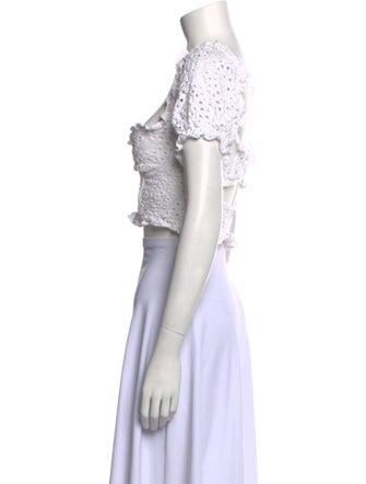 For Love & Lemons Square Neckline Short Sleeve Crop Top