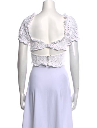 For Love & Lemons Square Neckline Short Sleeve Crop Top