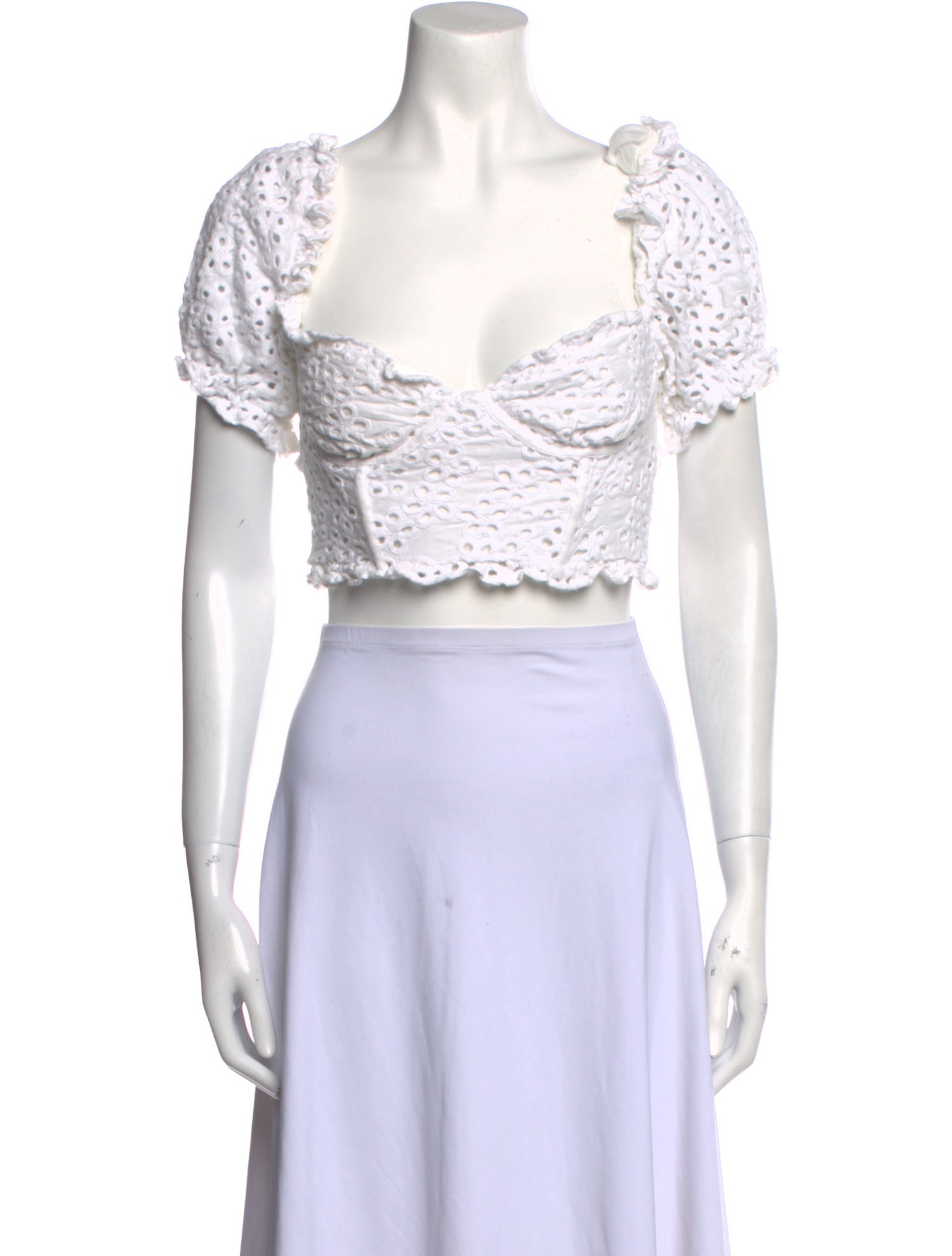 For Love & Lemons Square Neckline Short Sleeve Crop Top