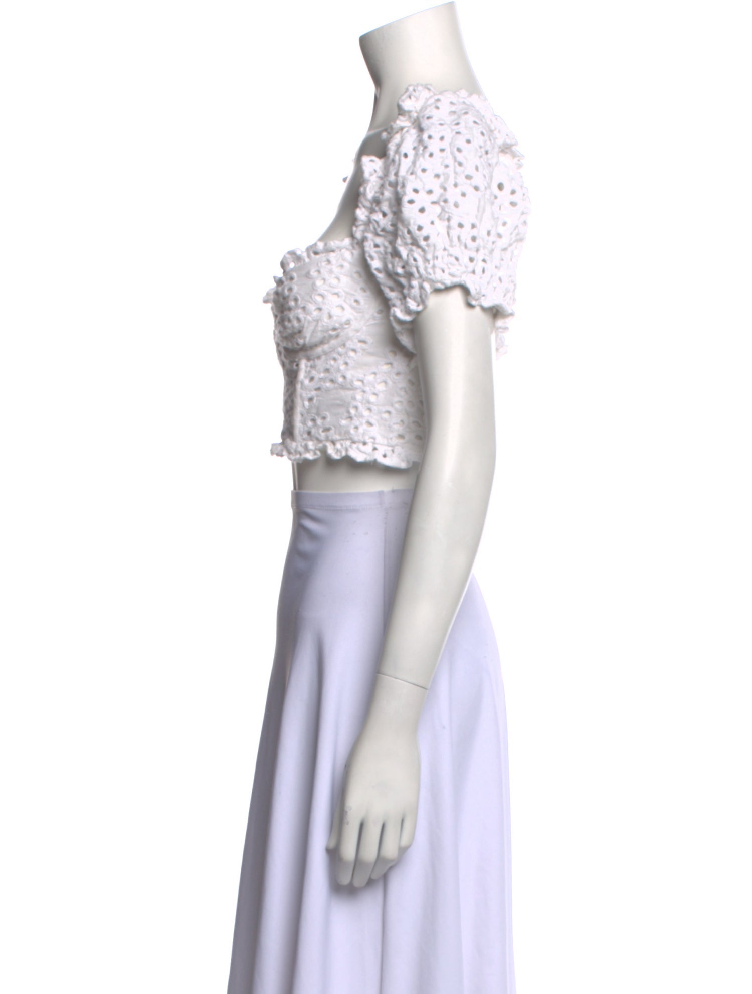 For Love & Lemons Square Neckline Short Sleeve Crop Top