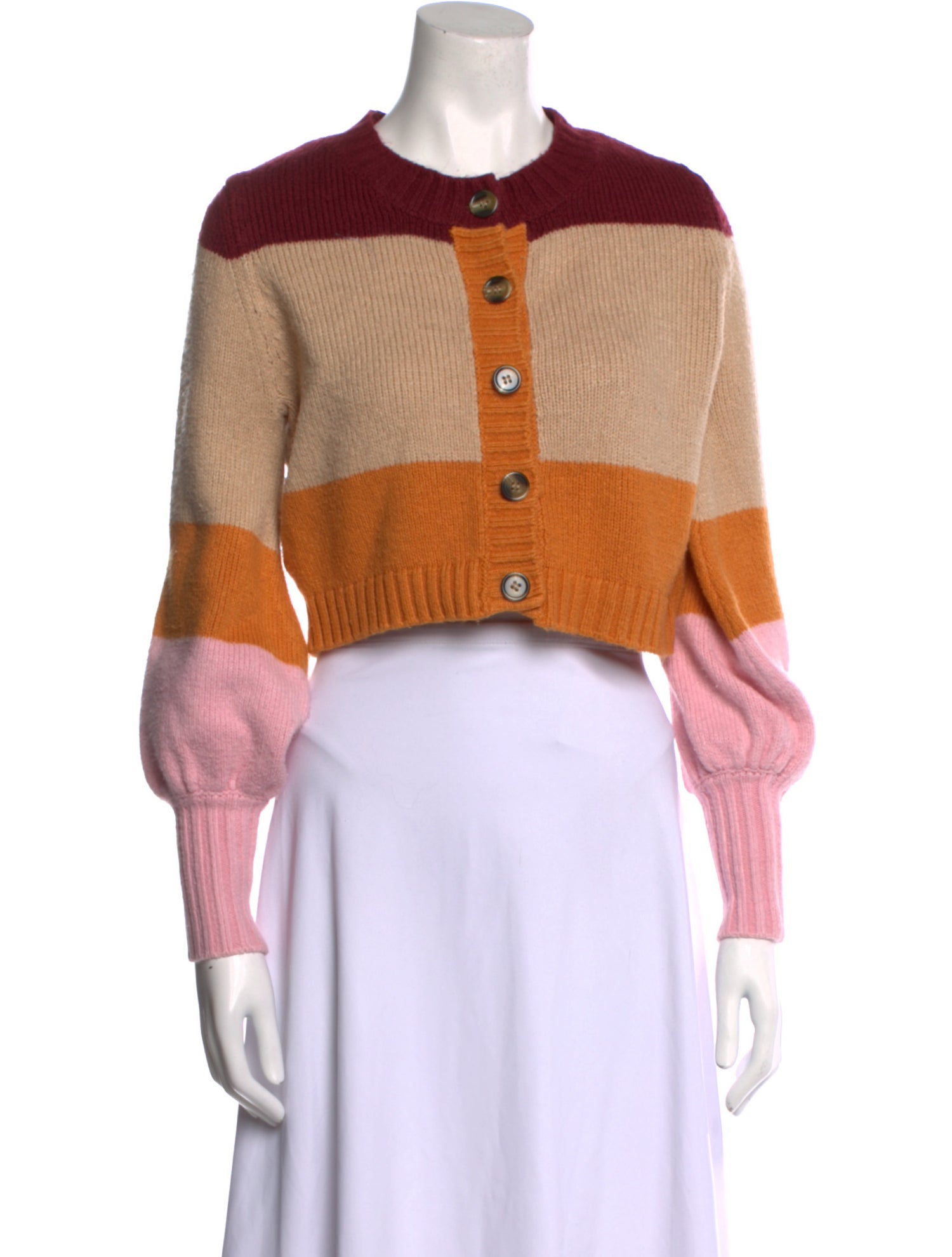 For Love & Lemons Colorblock Pattern Crew Neck Sweater