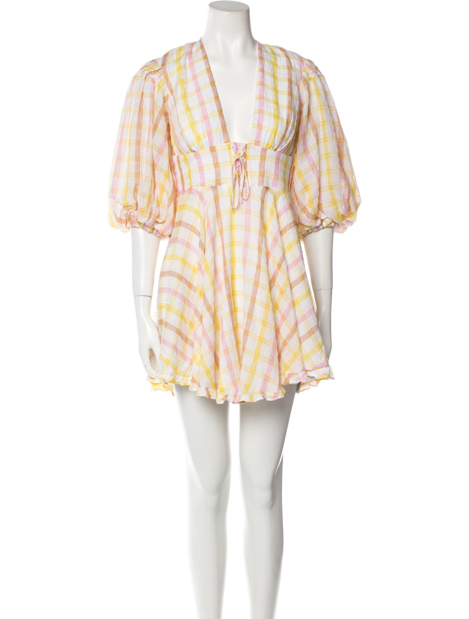 For Love & Lemons Plaid Print Mini Dress