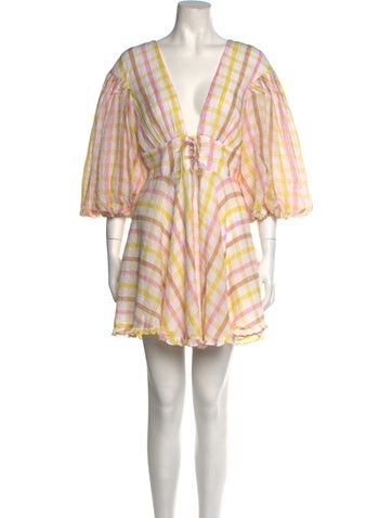 For Love & Lemons Dresses Plaid Print Mini Dress L