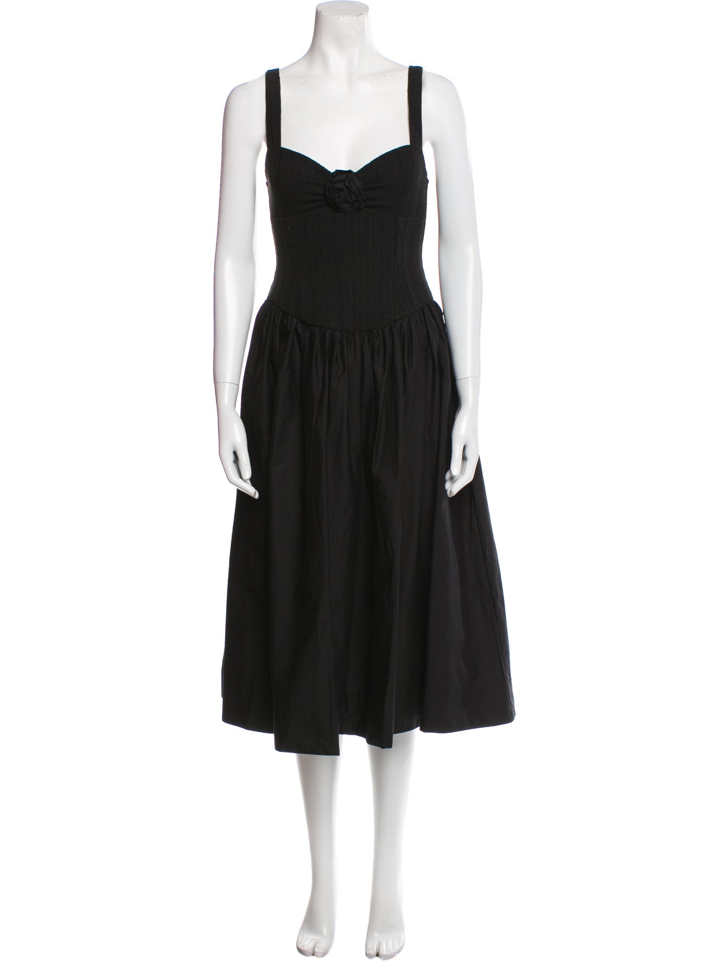 For Love & Lemons Square Neckline Midi Length Dress Black Dresses