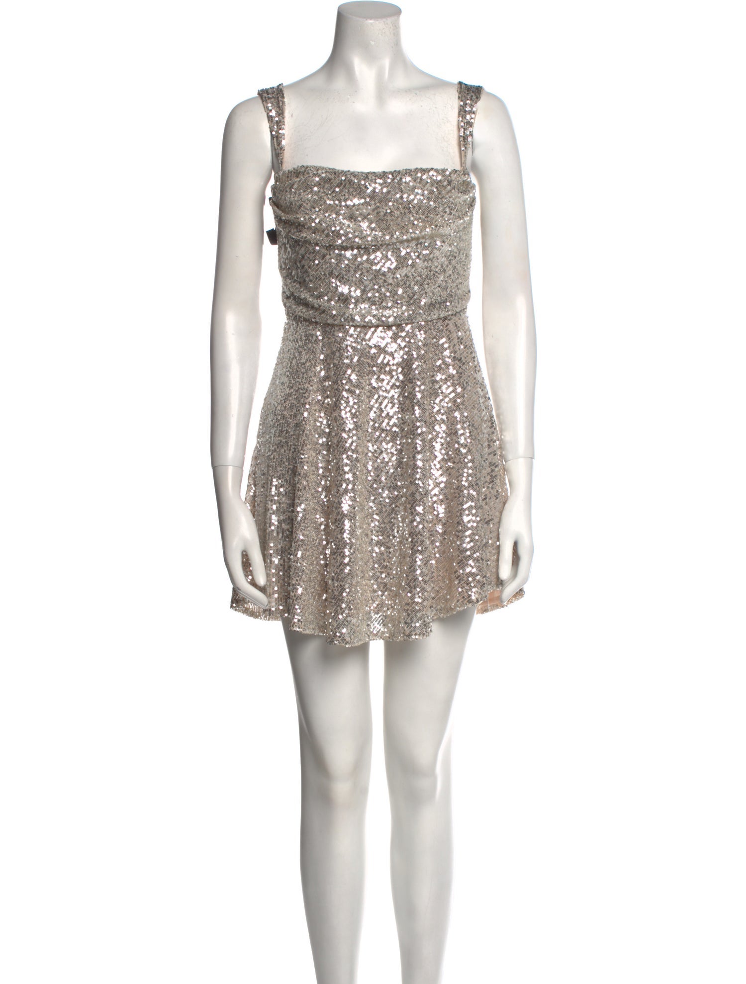 For Love & Lemons Square Neckline Mini Dress Silver Dresses, Clothing