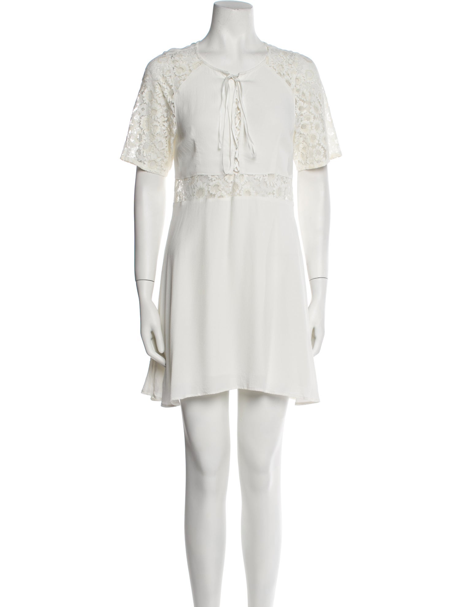 For Love & Lemons Tie Neck Mini Dress