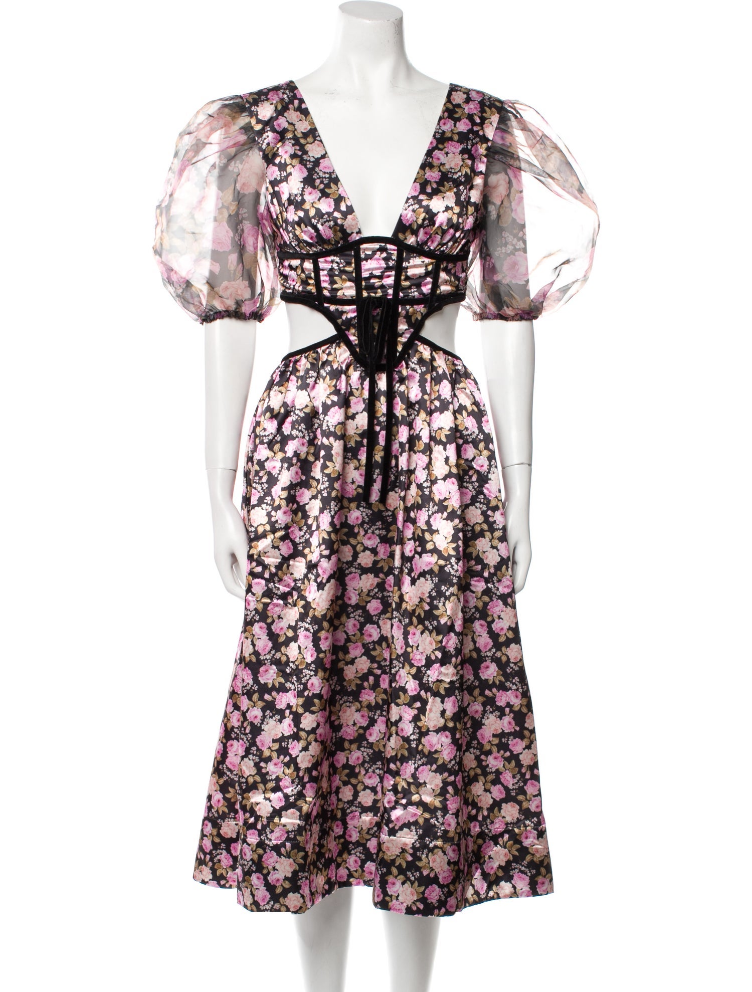 For Love & Lemons Floral Print Long Dress - Black Dresses, Clothing -  WFLLE61603 | The RealReal