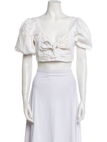 For Love & Lemons Tops V-Neck Short Sleeve Crop Top L