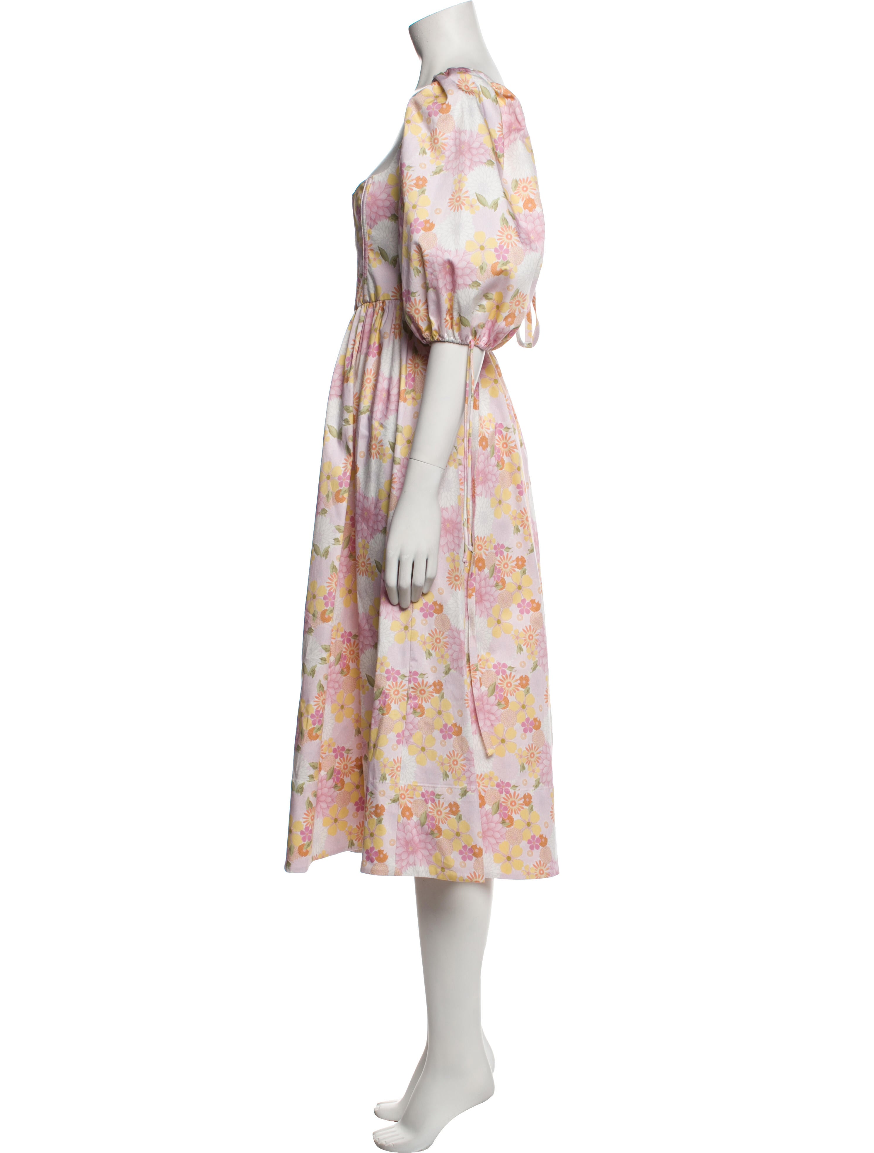 For Love & Lemons Floral Print Midi Length Dress