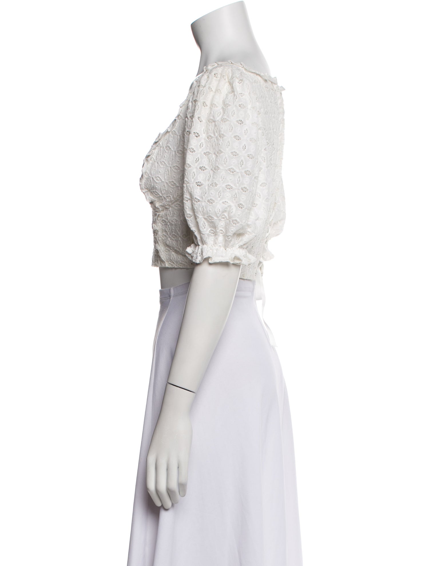 For Love & Lemons Square Neckline Short Sleeve Crop Top