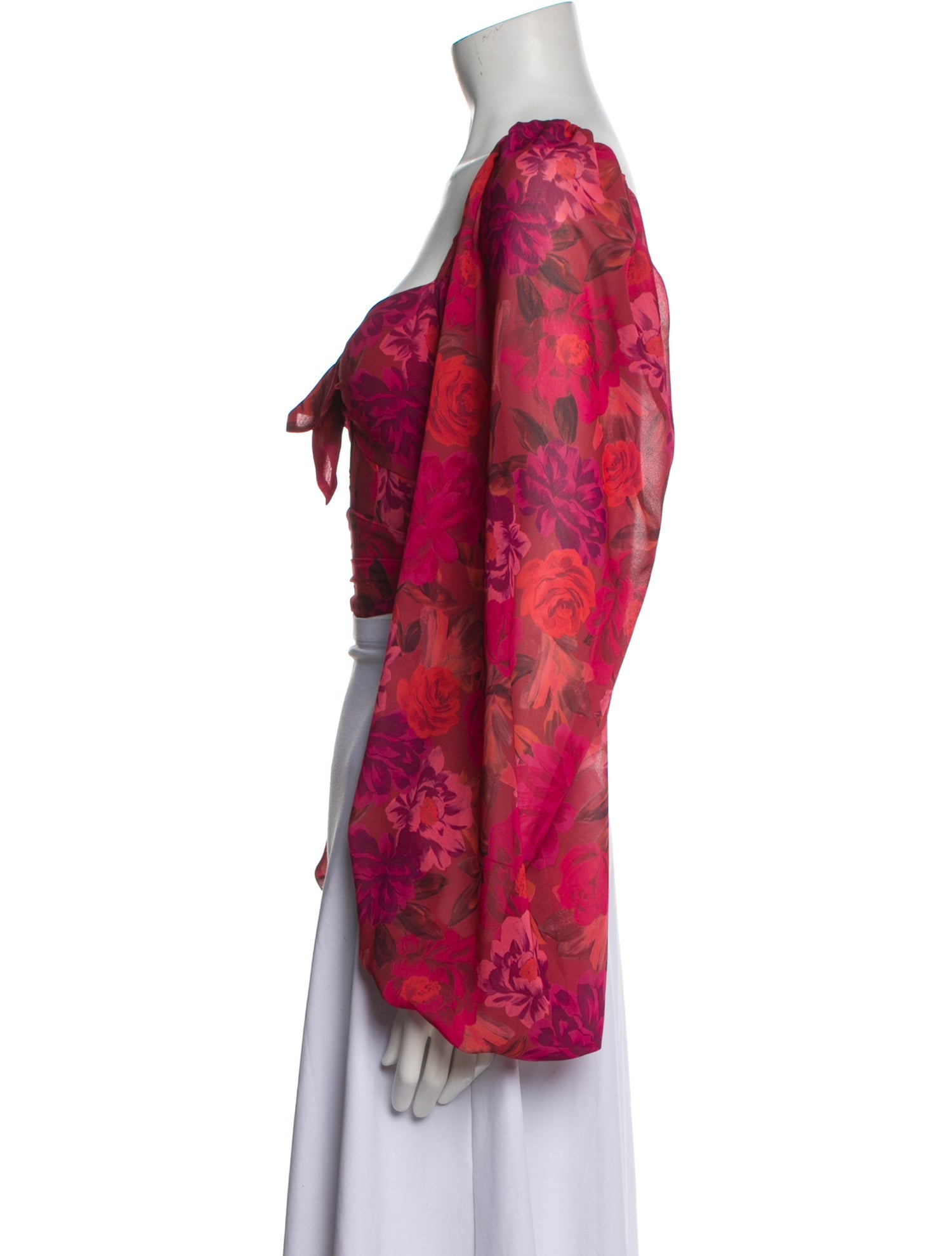 For Love & Lemons Floral Print Square Neckline Crop Top