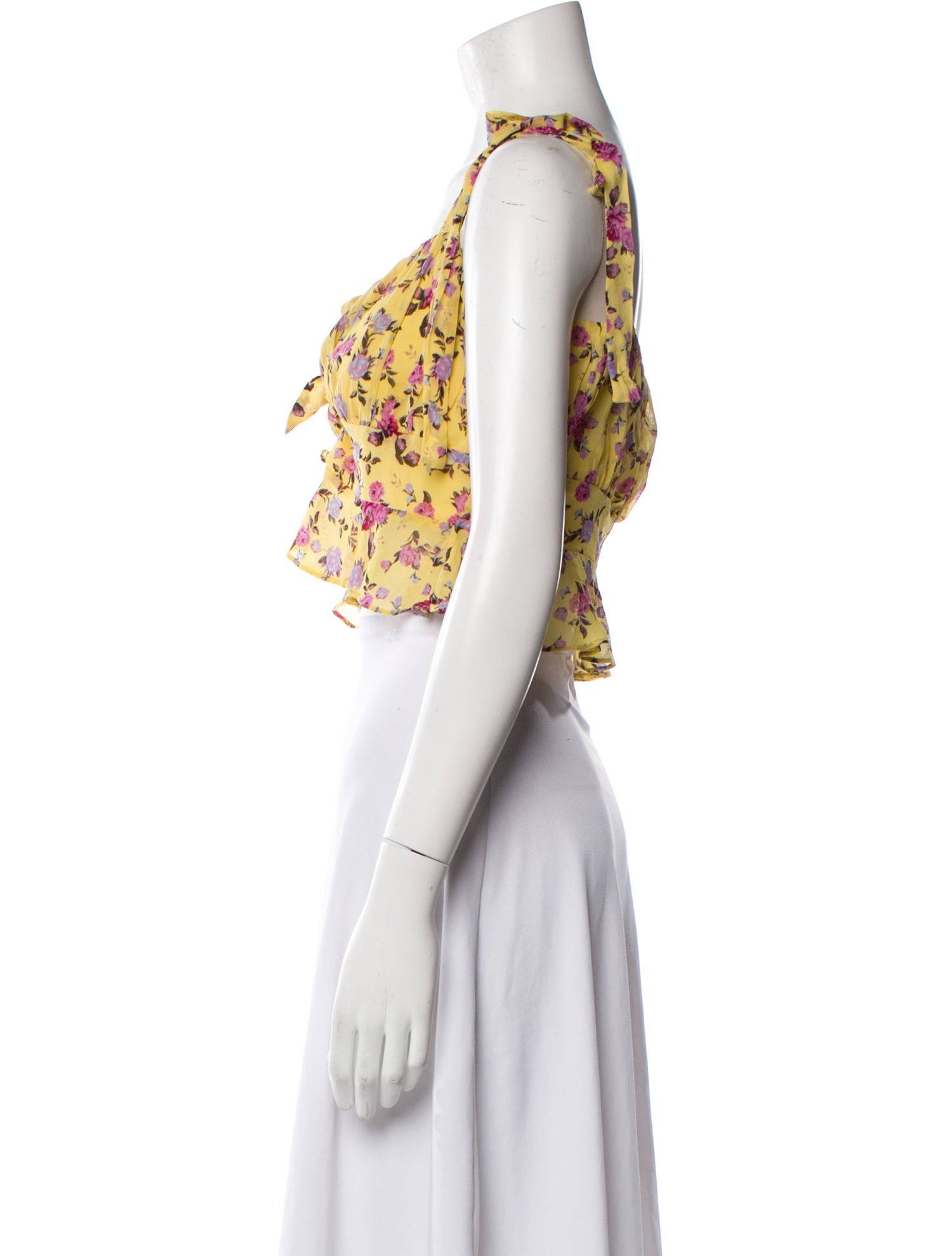 For Love & Lemons Silk Floral Print Crop Top