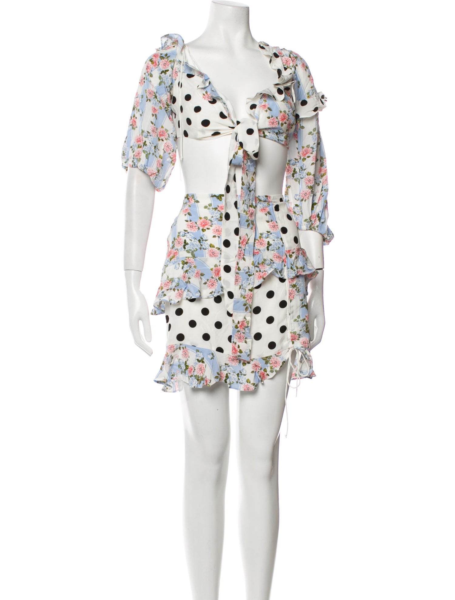 For Love & Lemons Patterned Bow Accents Skirt Set