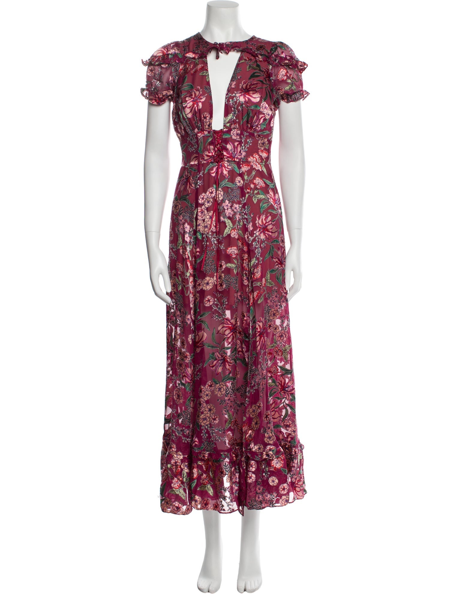 For Love & Lemons Floral Print Long Dress