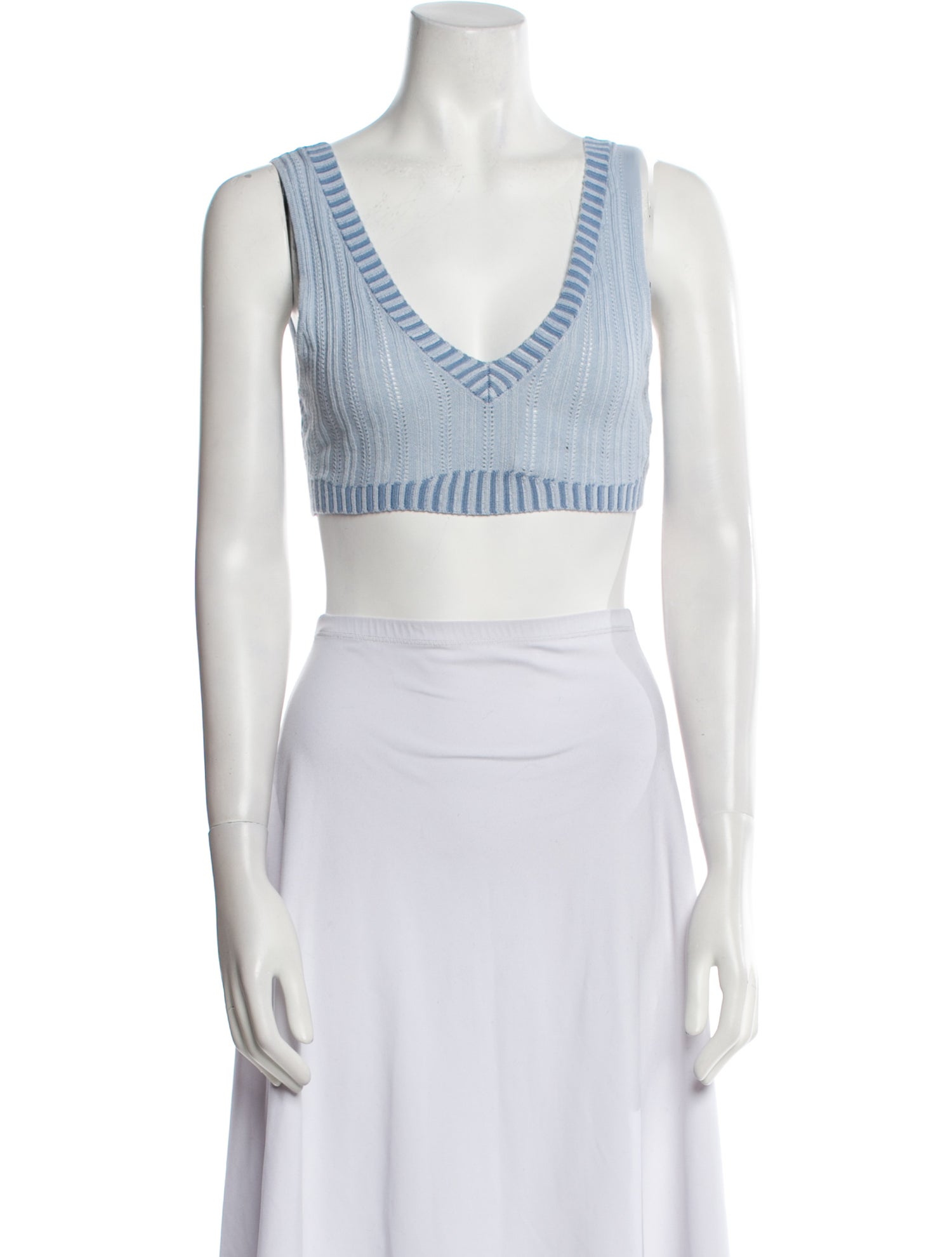 For Love & Lemons Striped V-Neck Crop Top