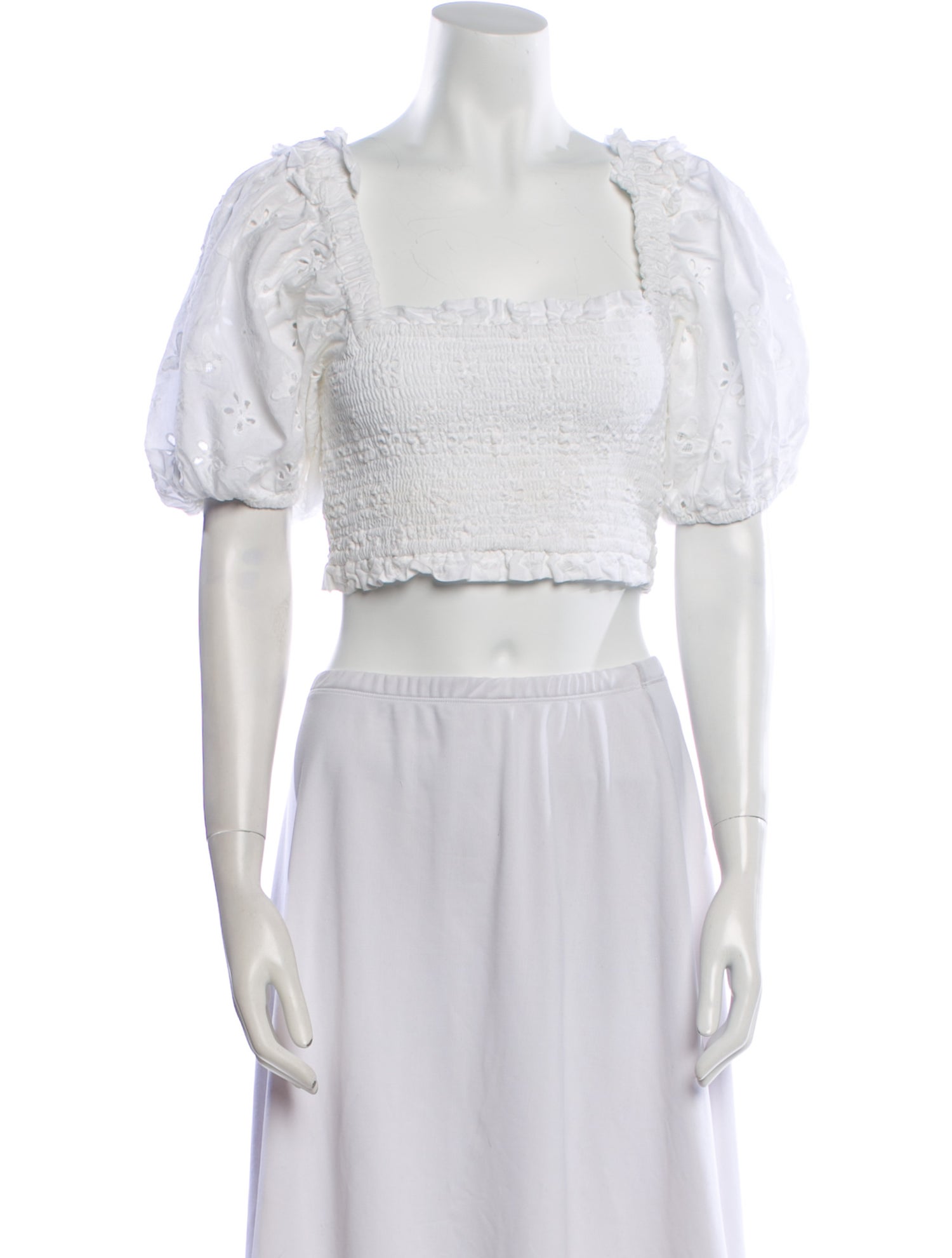 For Love & Lemons Square Neckline Short Sleeve Crop Top