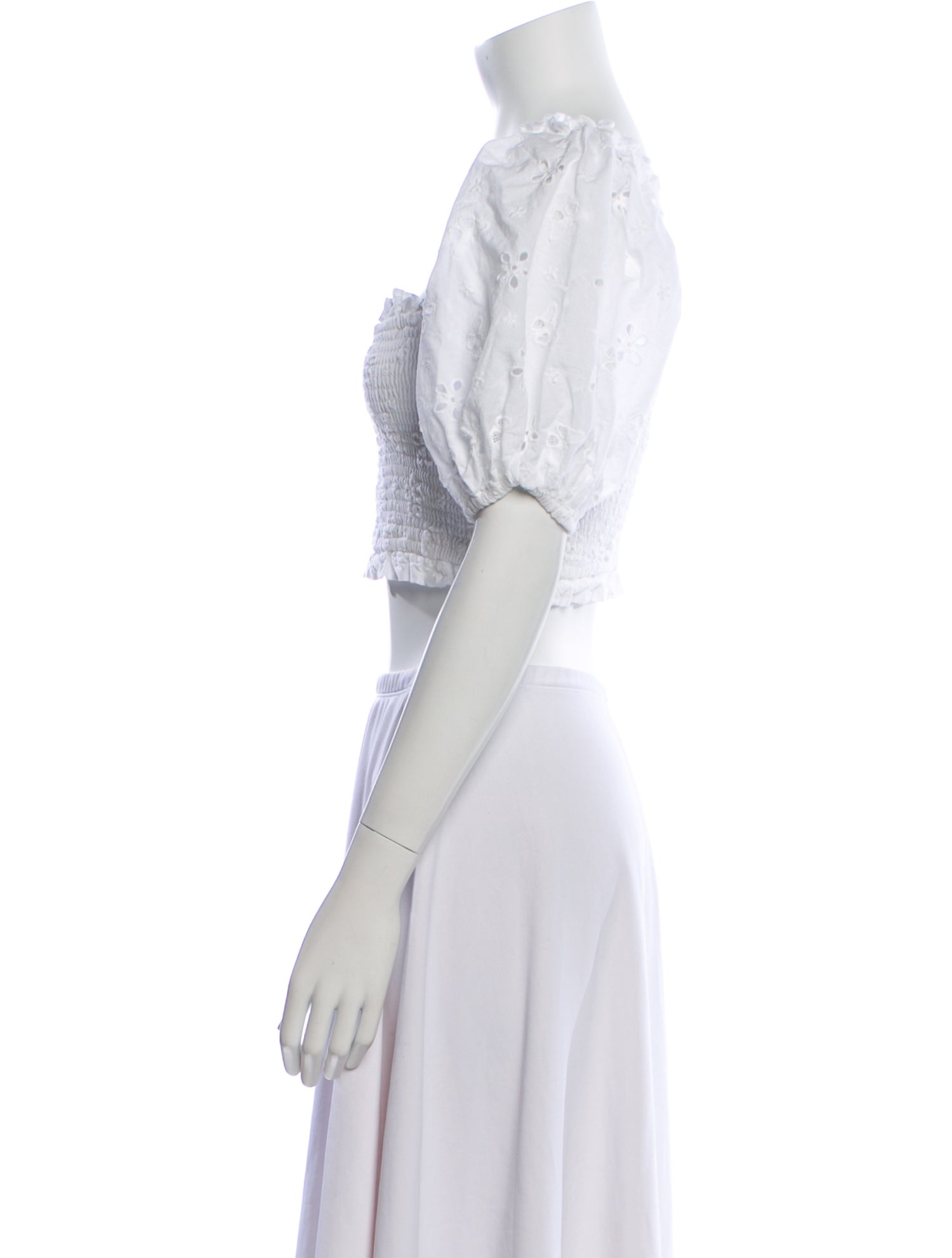 For Love & Lemons Square Neckline Short Sleeve Crop Top