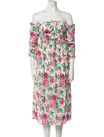For Love & Lemons Floral Print Midi Length Dress