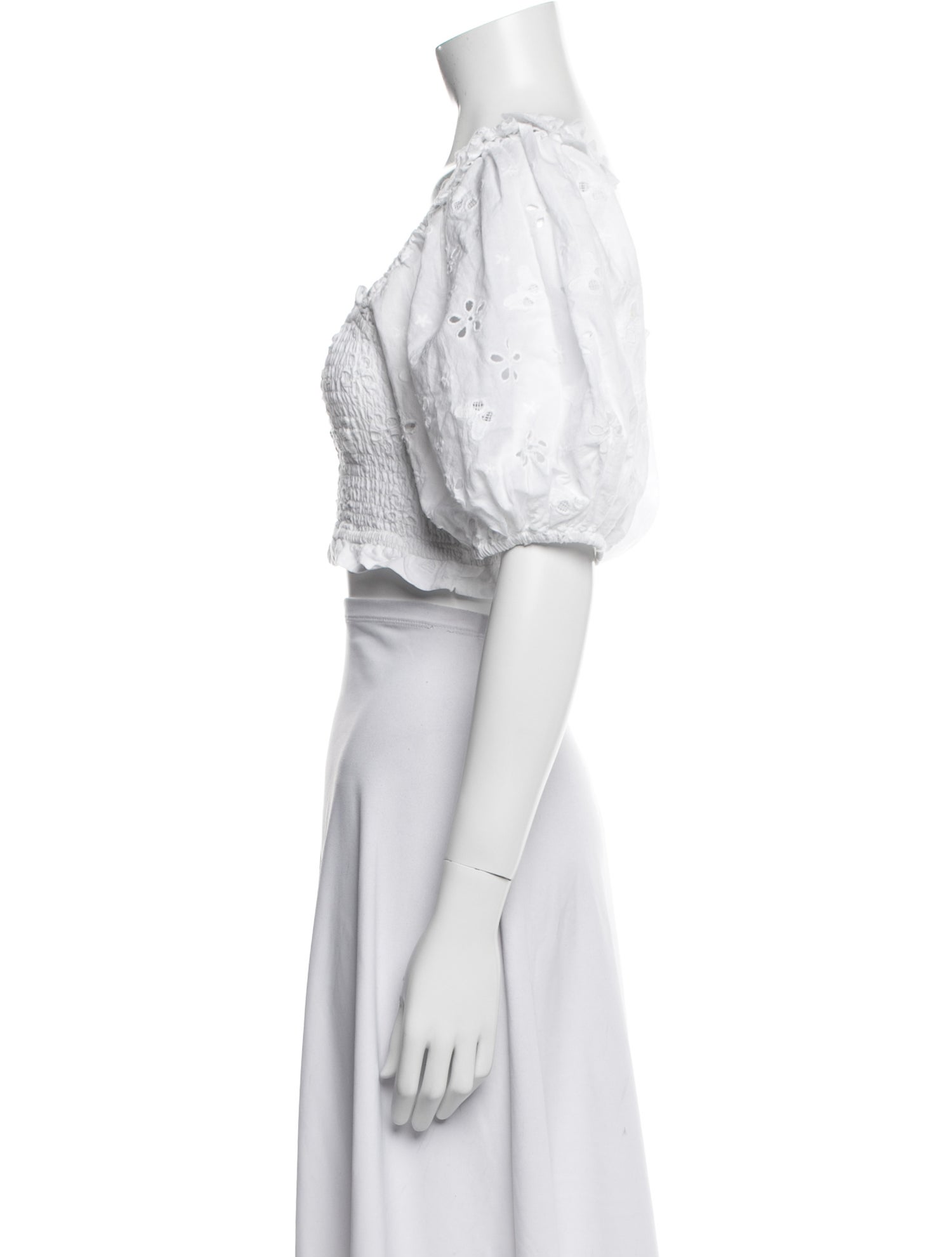 For Love & Lemons Square Neckline Short Sleeve Crop Top