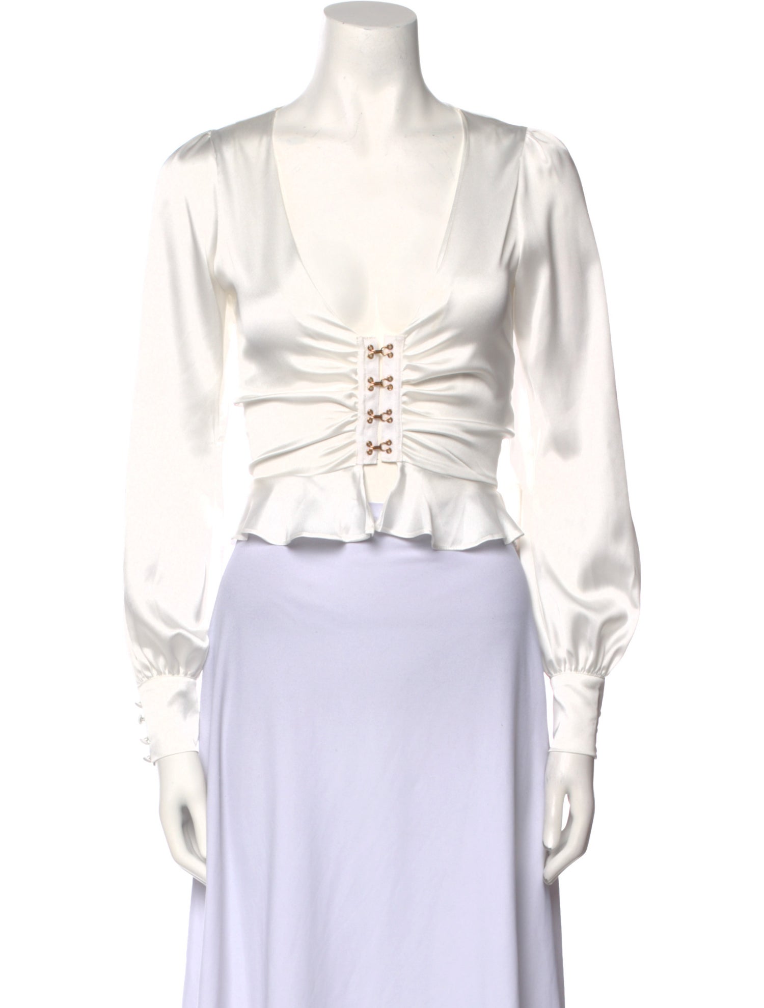 For Love & Lemons V-Neck Long Sleeve Crop Top