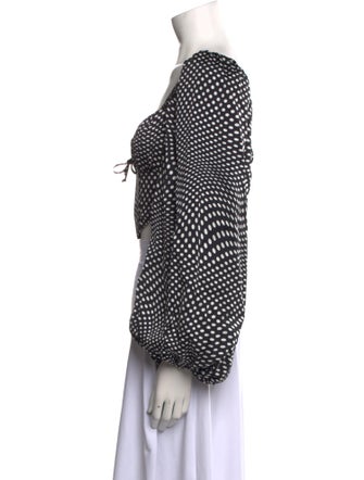 For Love & Lemons Polka Dot Print Square Neckline Crop Top