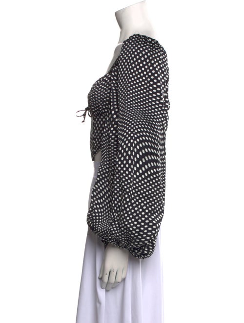 For Love & Lemons Polka Dot Print Square Neckline Crop Top