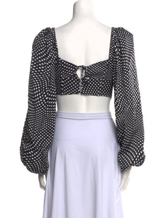 For Love & Lemons Polka Dot Print Square Neckline Crop Top