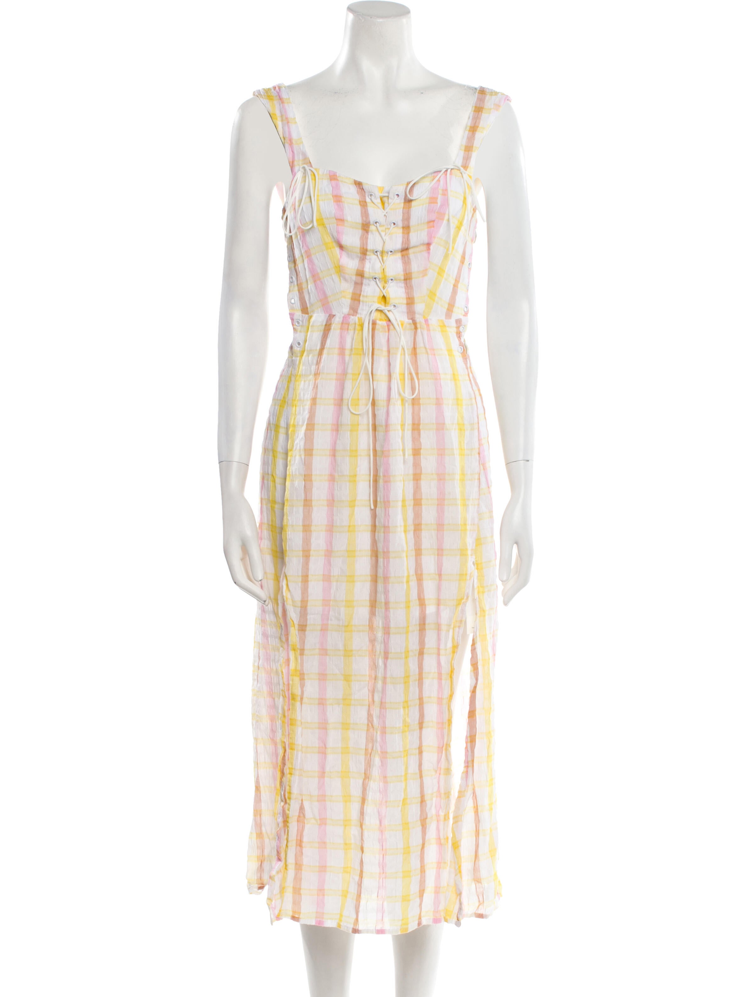 For Love & Lemons Plaid Print Midi Length Dress
