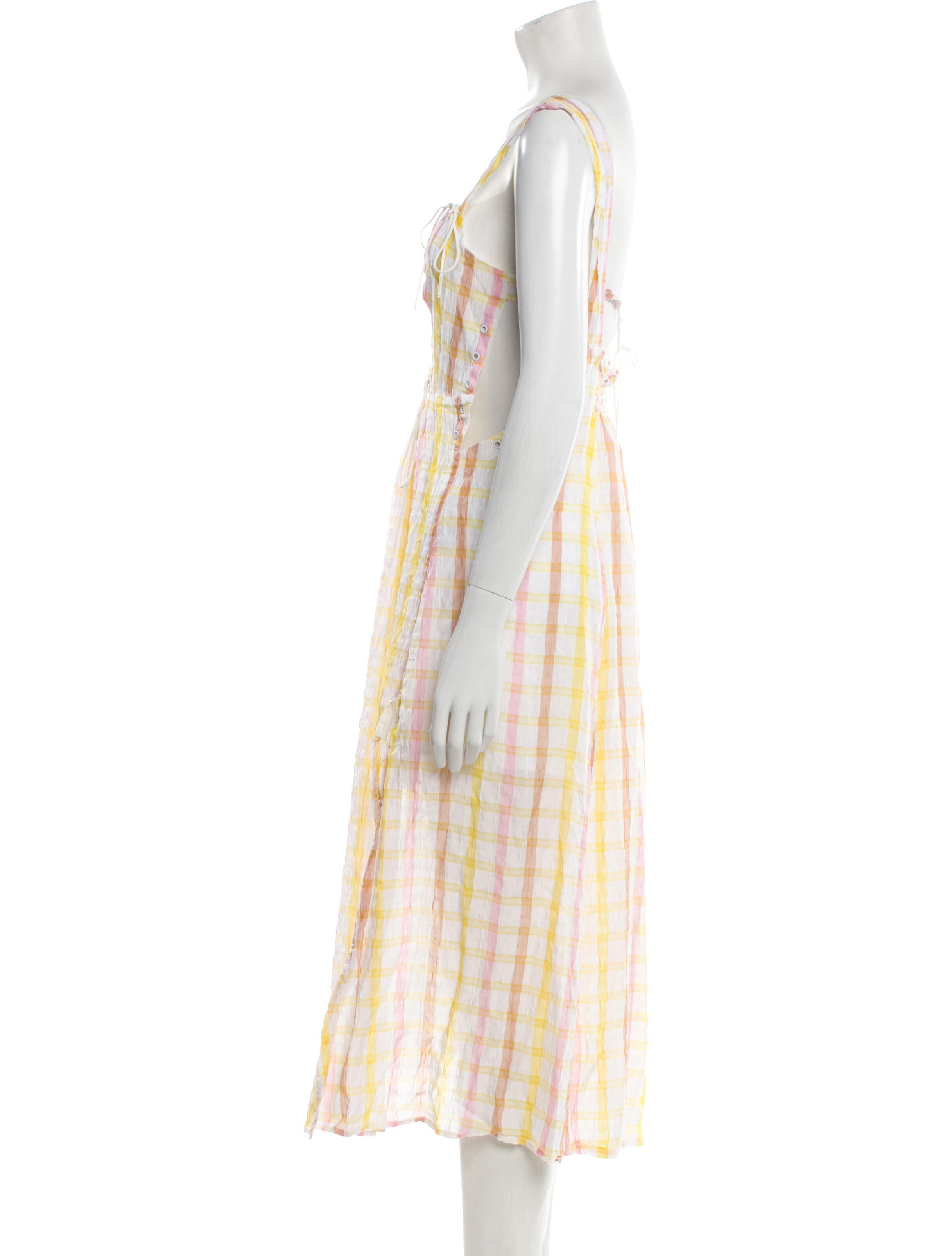 For Love & Lemons Plaid Print Midi Length Dress