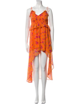 For Love & Lemons Floral Print Midi Length Dress