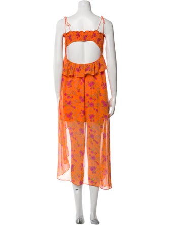 For Love & Lemons Floral Print Midi Length Dress