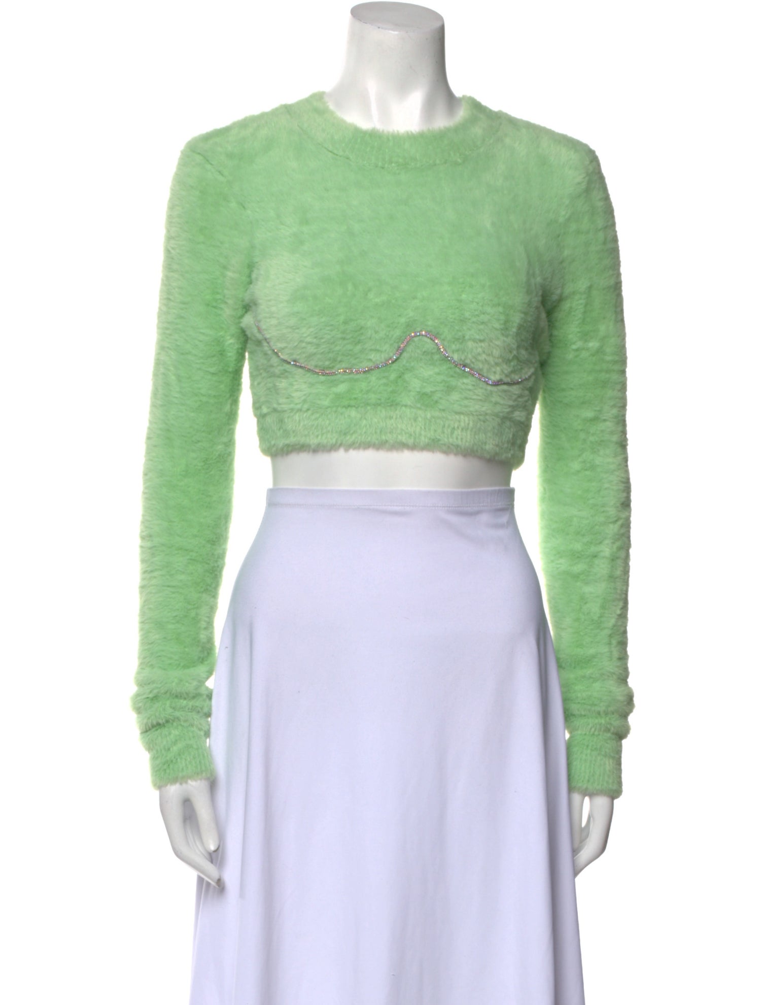 For Love & Lemons Crew Neck Long Sleeve Crop Top