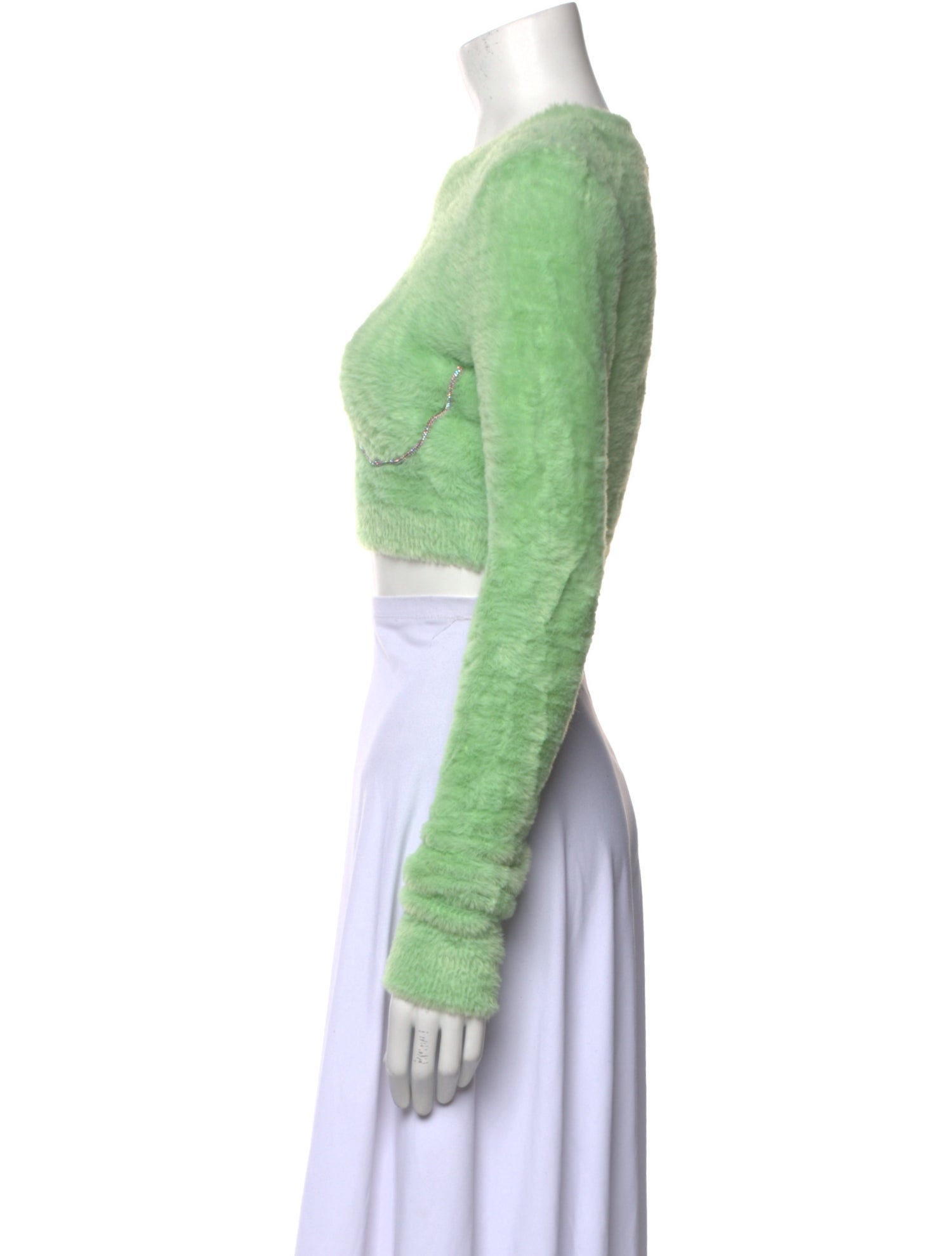 For Love & Lemons Crew Neck Long Sleeve Crop Top