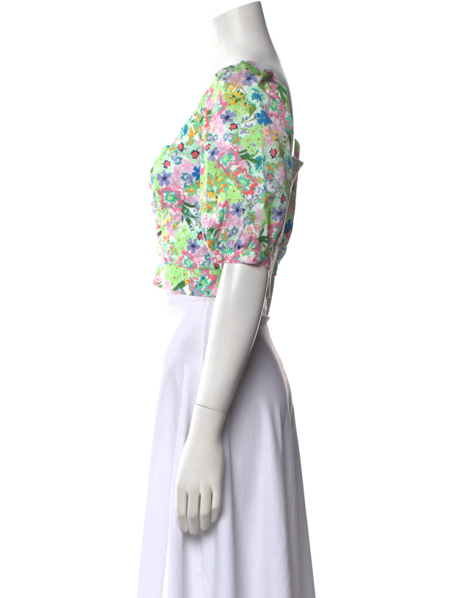 For Love & Lemons Floral Print Square Neckline Crop Top