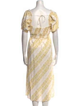 For Love & Lemons Floral Print Midi Length Dress