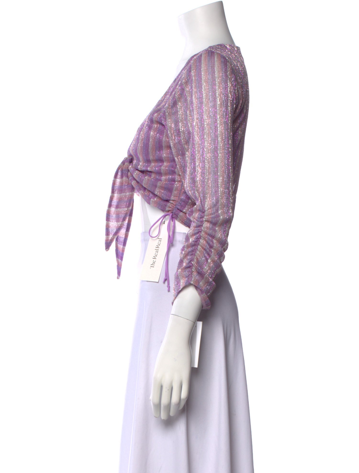 For Love & Lemons Striped V-Neck Crop Top