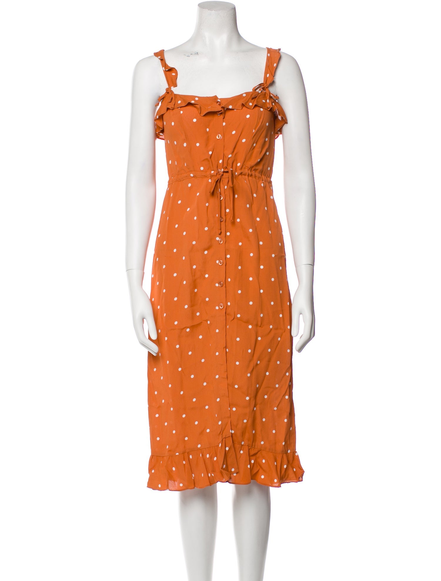 For Love & Lemons Polka Dot Print Midi Length Dress