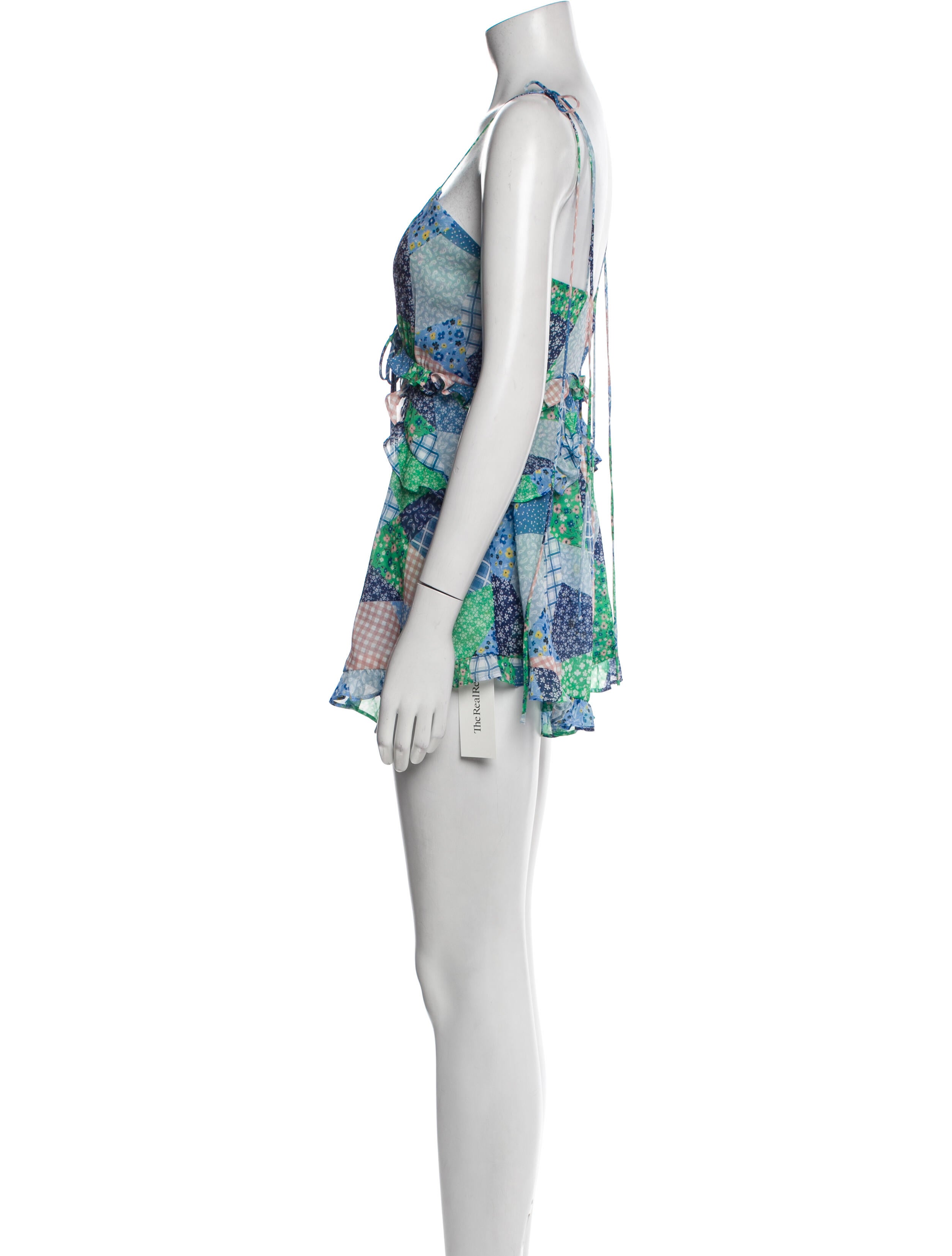 For Love & Lemons Floral Print V-Neck Romper