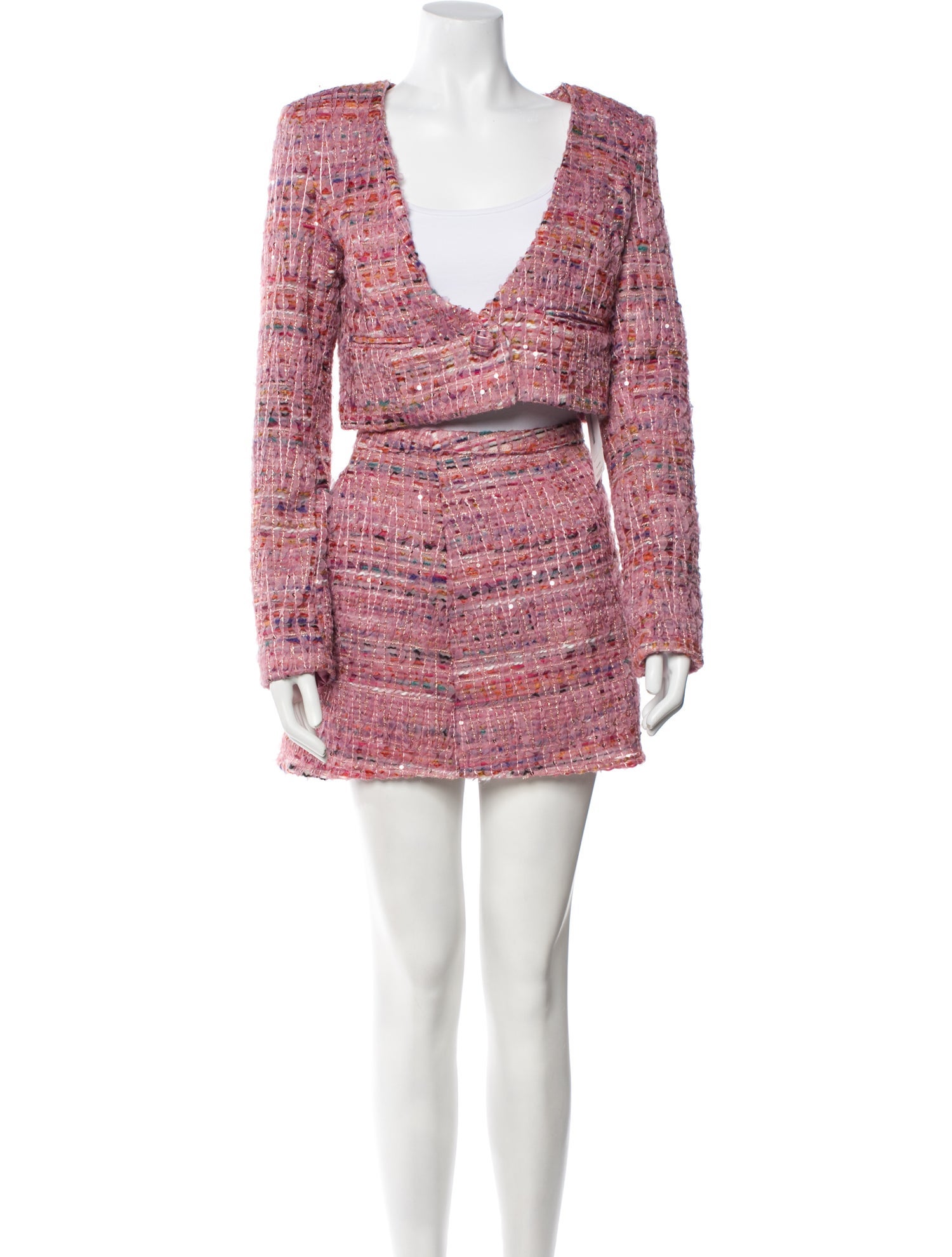 For Love & Lemons Tweed Pattern Glitter Accents Skirt Set w/ Tags