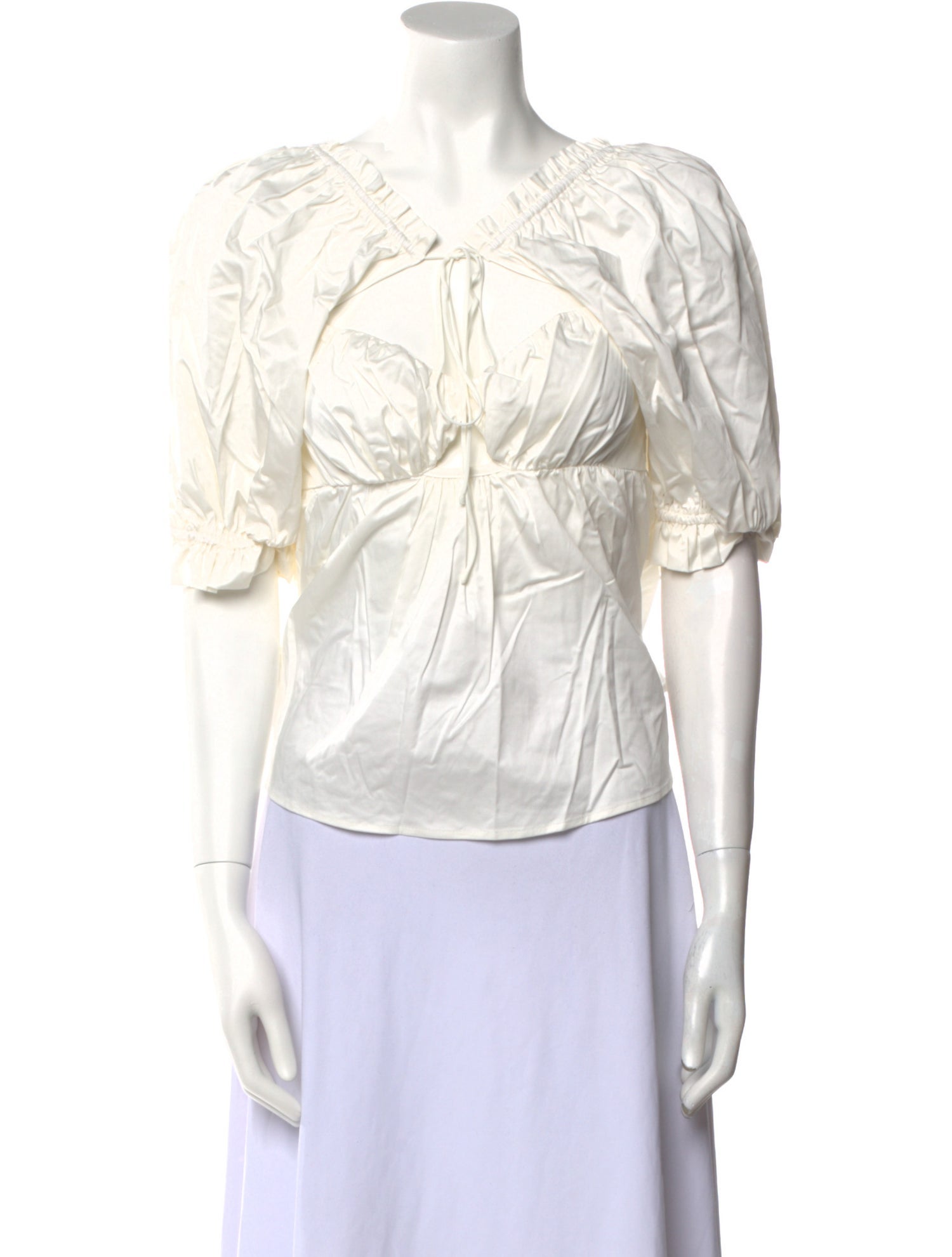 For Love & Lemons Tie Neck Short Sleeve Blouse w/ Tags