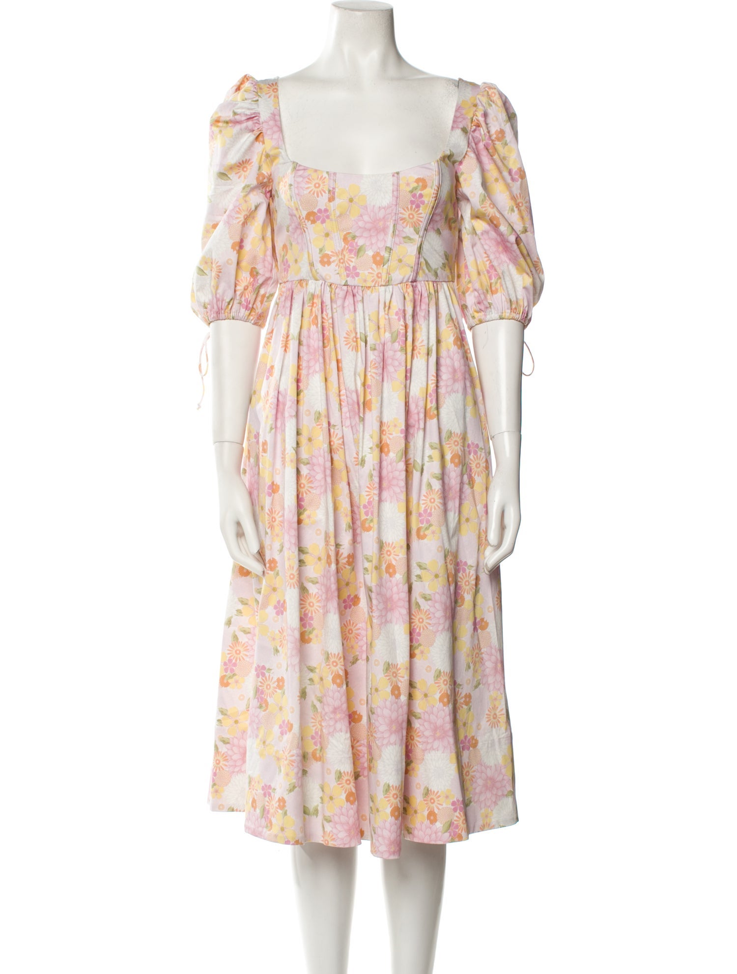For Love & Lemons Floral Print Midi Length Dress