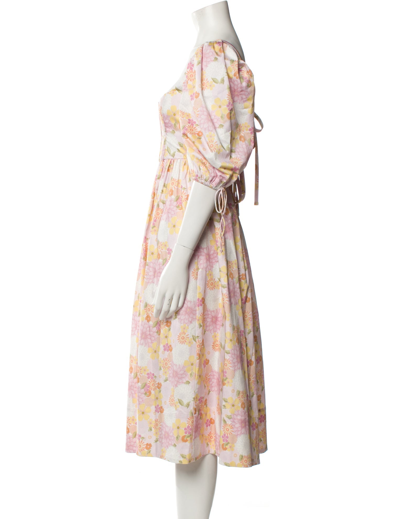 For Love & Lemons Floral Print Midi Length Dress