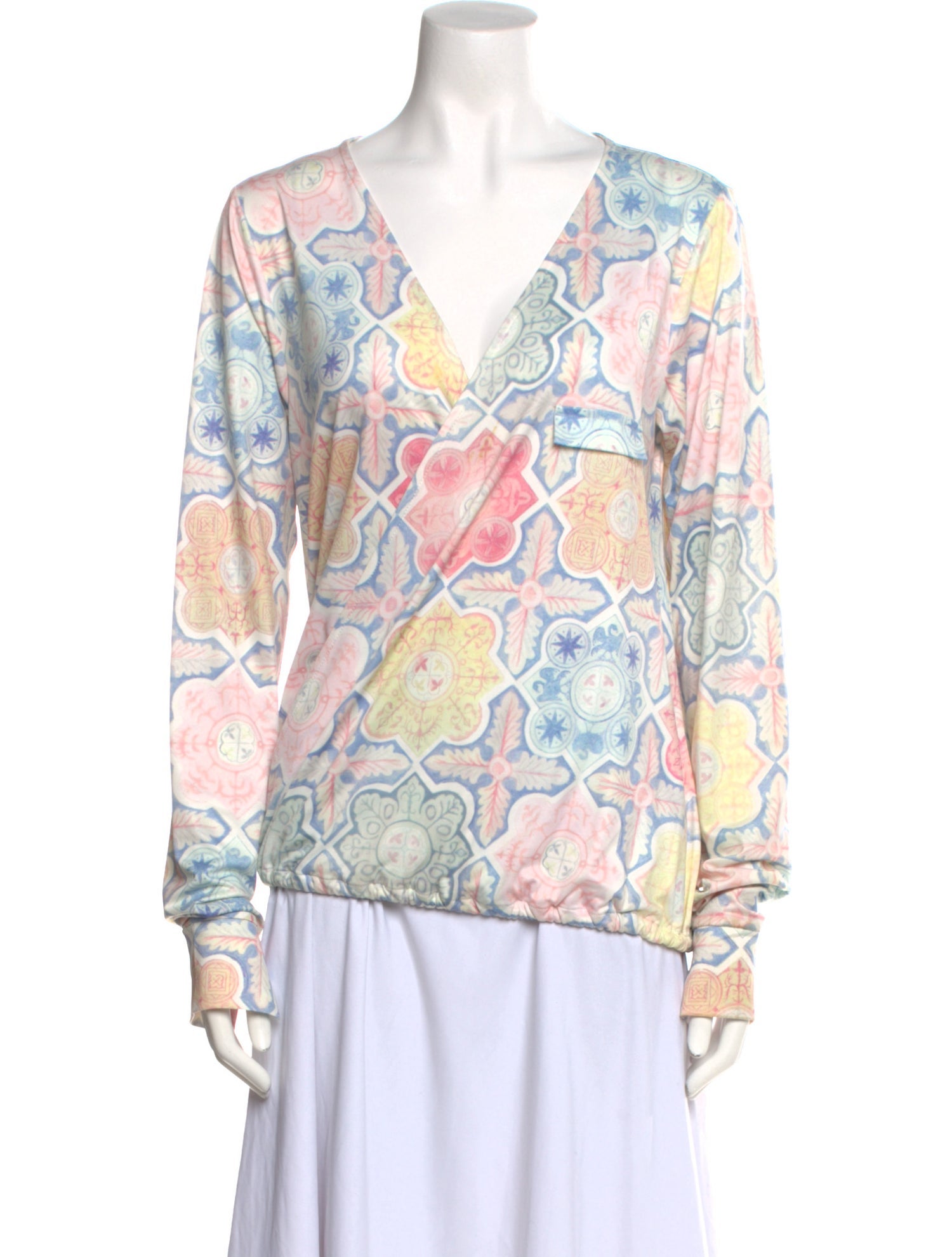 For Love & Lemons Printed V-Neck Blouse