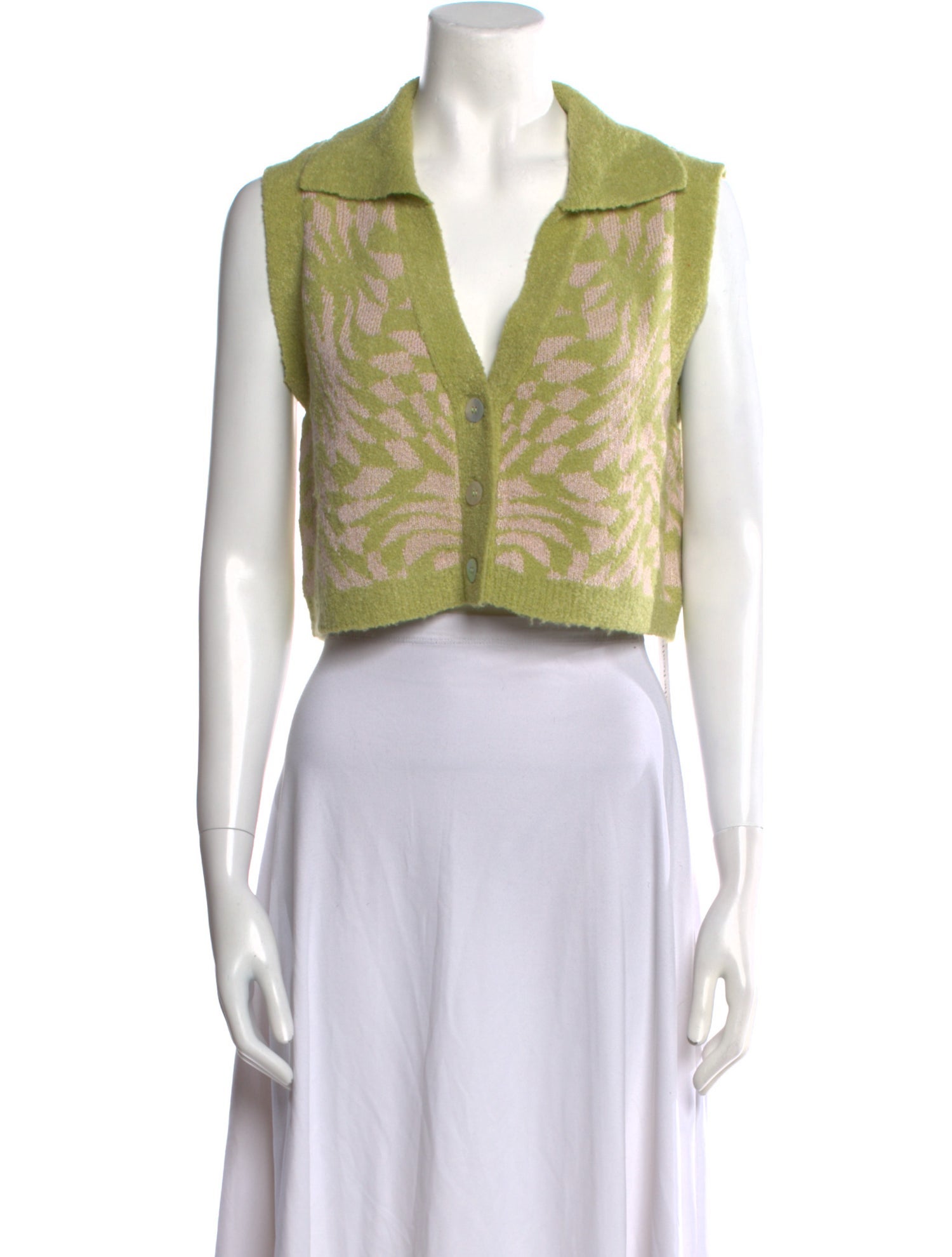 For Love & Lemons Printed V-Neck Sweater