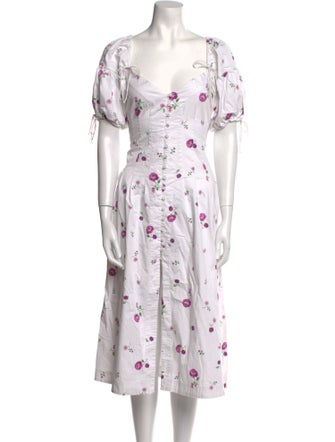 For Love & Lemons Floral Print Midi Length Dress