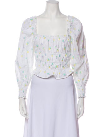 For Love & Lemons Floral Print Square Neckline Crop Top