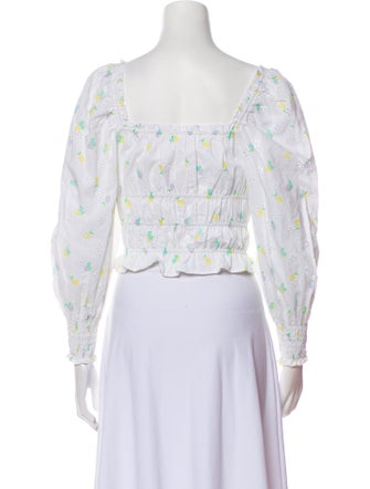 For Love & Lemons Floral Print Square Neckline Crop Top